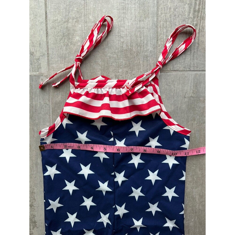 Los Angeles Boutique Toddler Girl American Flag Outfit Holiday Party Jumpsuit 3T - Picture 10 of 11